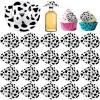 Skylety 36 Pcs Mini Cow Print Cowboy Hats, Western Theme Party Cupcake Toppers and Miniature Dollhouse Decor, Plastic Tiny Cowgirl Hat for DIY Arts and Party Favors, White & Black view 1
