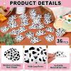 Skylety 36 Pcs Mini Cow Print Cowboy Hats, Western Theme Party Cupcake Toppers and Miniature Dollhouse Decor, Plastic Tiny Cowgirl Hat for DIY Arts and Party Favors, White & Black view 2