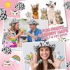 Skylety 36 Pcs Mini Cow Print Cowboy Hats, Western Theme Party Cupcake Toppers and Miniature Dollhouse Decor, Plastic Tiny Cowgirl Hat for DIY Arts and Party Favors, White & Black view 4