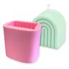 3D Arched Rainbow Candle Silicone Mold | for Making Home Decor Bookend Concrete Cement Casting Mold Resin Terrazzo Decor | 4.25" inches Deep x 3.75" inches Tall x 4.25" inches Wide | Pink Mold view 1