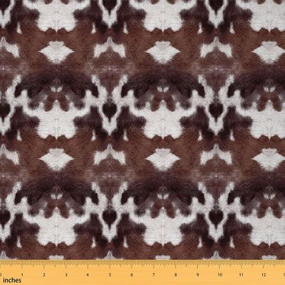 Erosebridal Cow Print Fabric By The Yard, Brown White Cowhide Upholstery Fabric for Kids Teens Adult, Farmhouse Animal Hairdecorative Fabric, Western Cowboy Rustic Fabric, 10 Yards