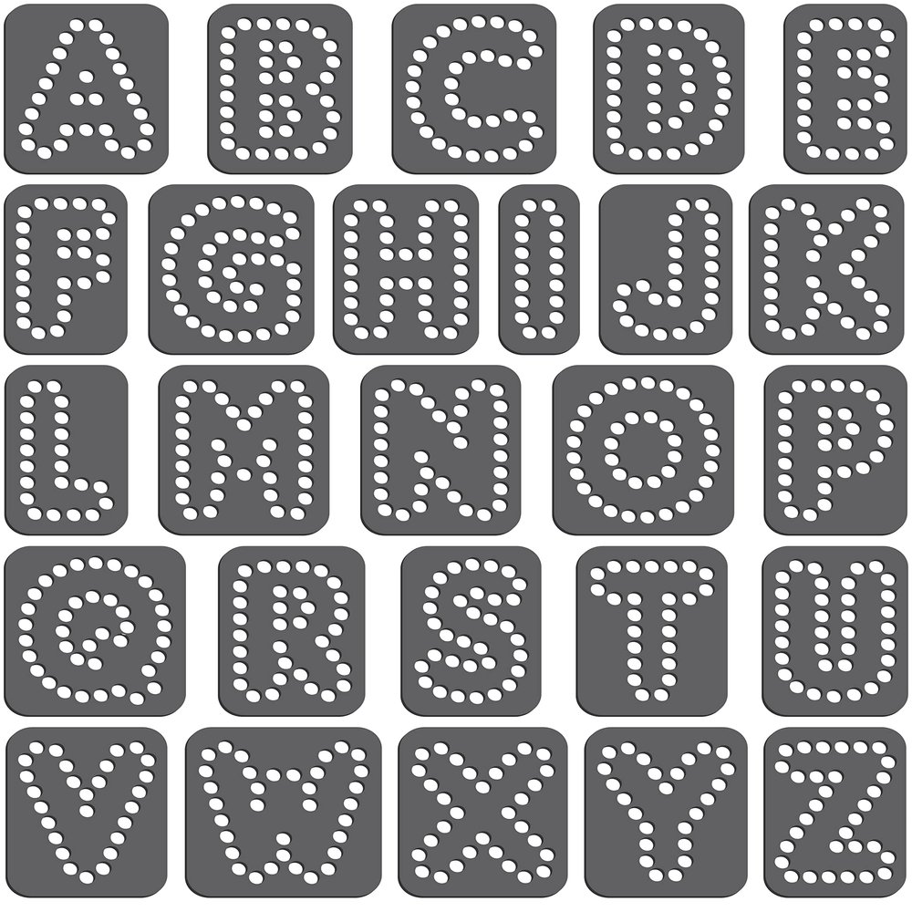 Rhinestone Genie Font-Rounded 1.5" Magnetic Rhinestone Template, Black (RT1-FON306)