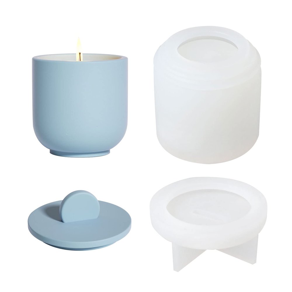 BOOWAN NICOLE Nordic Simple Style Cement Candle Jar Silicone Mold Concrete Candle Container Mould Home Decor Vessel