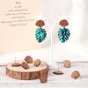 PH PandaHall 20 Pairs Walnut Wood Fan Shape Earring Findings 13.5x17mm Coconut Brown Dangle Stud Pendants with 316 Stainless Steel Pin for DIY Wooden Earrings Making view 4