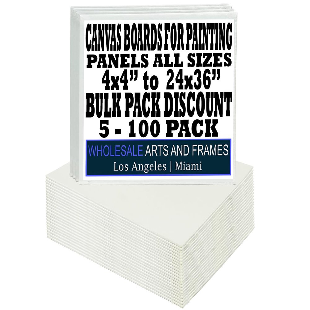 White Canvas Panels 8x10 100 PackProfessional Cotton Artist Quality Acid Free Primed Canvas Boards for Acrylic, Oil and Wet or Dry Art Media for Crafts and Projects by WholesaleArtsFrames-com