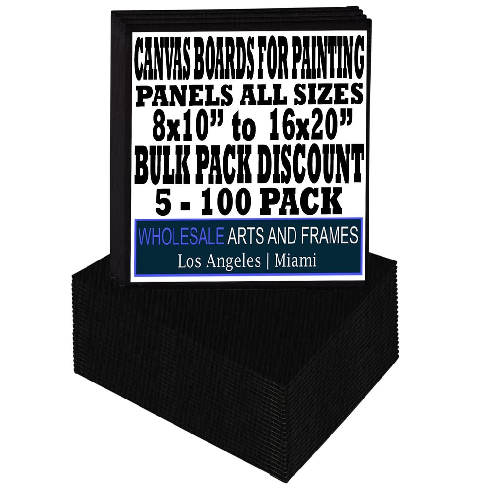 Black Canvas Panels 8x10 100 PackProfessional Cotton Artist Quality Acid Free Primed Canvas Boards for Acrylic, Oil and Wet or Dry Art Media for Crafts and Projects by WholesaleArtsFrames-com