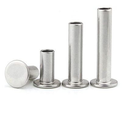 50 Pieces 304 Stainless Steel Large Flat Head Half Hollow Shank Rivets,for DIY Craft Decoration Etc.M5x45mm