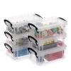 BTSKY 6 Pack Small Clear Plastic Storage Box with Lid Mini Sewing Box Organizer with Black Latch Stackable Craft Storage Containers Small Organizer Box for Stationery, Jewelry, and More view 1