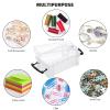 BTSKY 6 Pack Small Clear Plastic Storage Box with Lid Mini Sewing Box Organizer with Black Latch Stackable Craft Storage Containers Small Organizer Box for Stationery, Jewelry, and More view 3