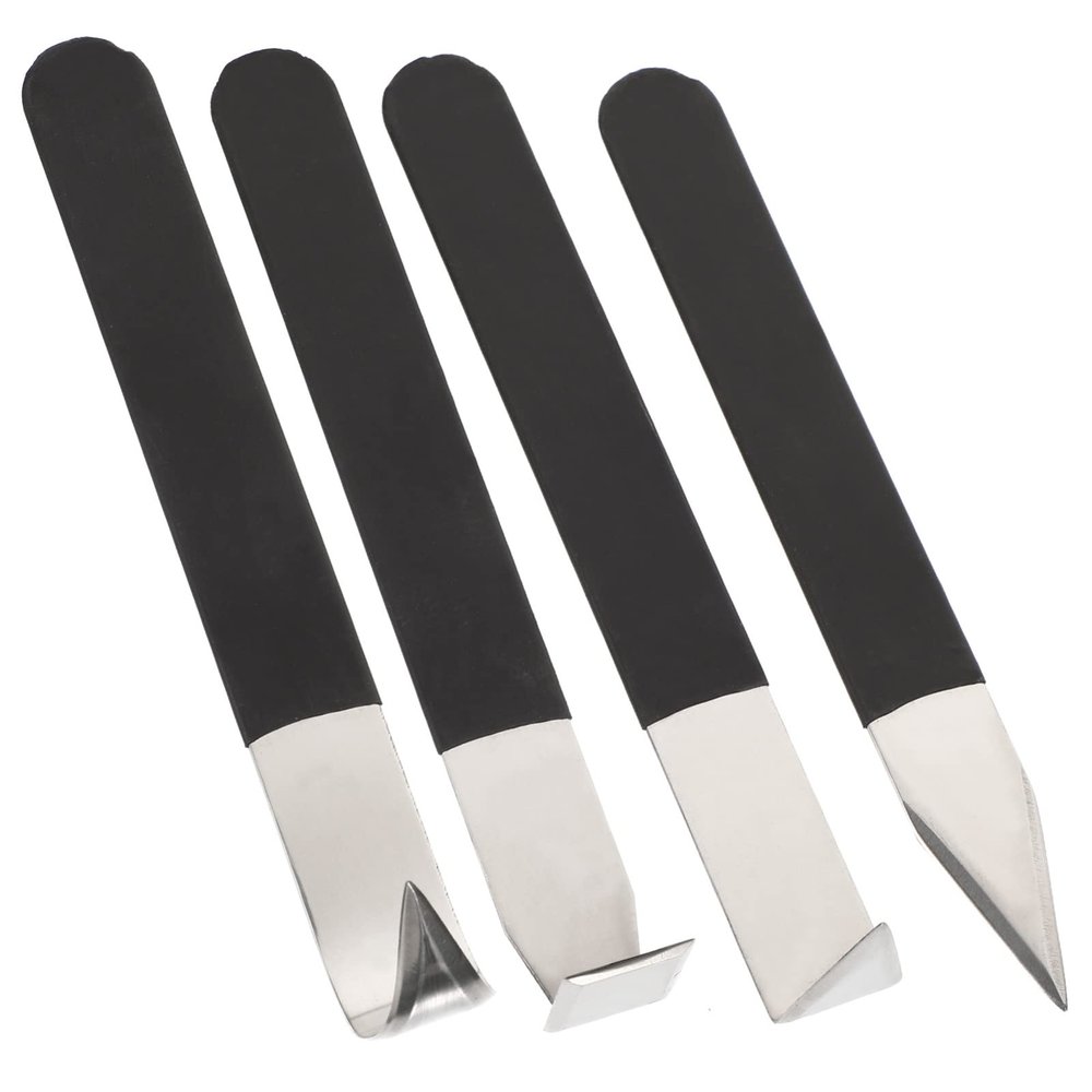 Pottery Tools, 4Pcs Stainless Steel Carving Shaping Clay Sculpture Hand Tools Trimming Craft Artist Ceramic Tools Set for Carving, Shaping, Clay Sculpture, Modeling