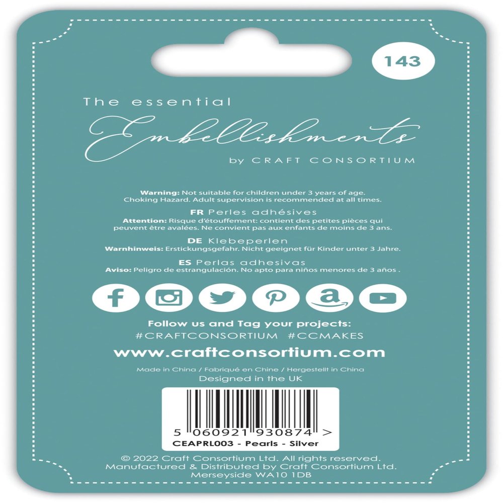 Craft Consortium Essential Adhesive Pearls 143/Pkg-Silver -EAPRL003