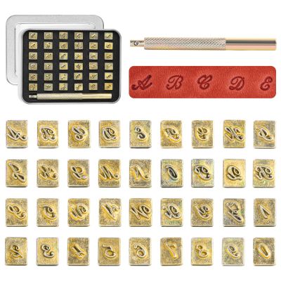 BESTNULE Leather Stamping Kit - 37pcs Set with 26 Capital Letters (5.5mm), 10 Numbers (6mm), and Stamping Handle for Leathercraft