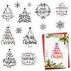 CRASPIRE 13PCS Merry Christmas Tree Clear Stamps Transparent Rubber Stamps Seal Snowflake Xmas Blessing Words for Card Making Decoration DIY Scrapbooking Embossing Album Craft Supplies view 1
