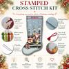 Cross Stitch Kits for Adults Stamped Personalized Christmas Stockings Cute Santa Claus Red Truck Needlepoint Counted Easy Cross-Stitch Patterns for Beginners, Embroidery Kit for Holiday Home Decor DIY view 3