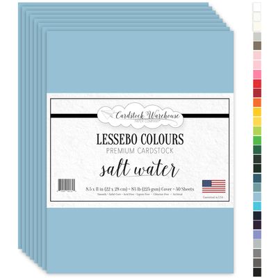 Cardstock Warehouse Lessebo Salt Water Cardstock Paper 50 Sheets, 8.5 x 11" - 83 lb. / 225 GSM Premium Matte Light Blue Card Stock for Scrapbooking, Die-cutting, Card Making, and DIY Projects