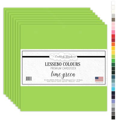 Cardstock Warehouse Lessebo Lime Green Cardstock Paper 25 Sheets, 12 x 12" - 83 lb. / 225 GSM Premium Matte Green Card Stock for Scrapbooking, Die-cutting, Card Making, and DIY Projects