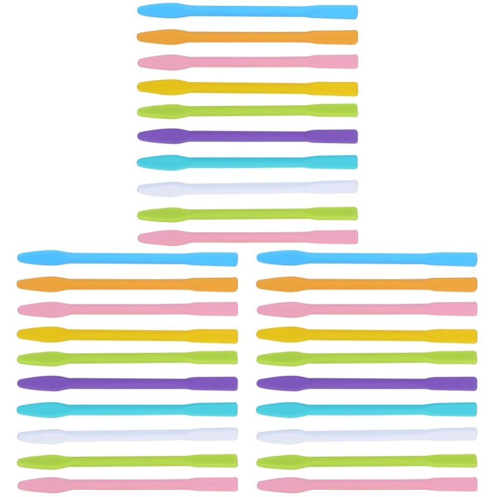 Beavorty 30pcs Mud Mask Stirring Sticks Reusable Silicone Face Mask Applicator Tool Random Color