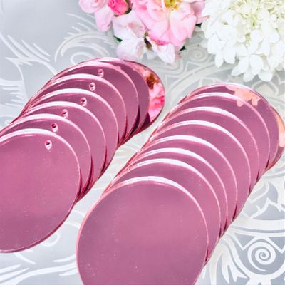 20 Laser Cut Rose Gold Mirror Acrylic Blank Round Discs Smooth Edge Transparent Plexiglass Circles 1/8 inch (3 mm) with or Without Holes DIY Crafts Keychains Jewelry Gift Tags (6", No Hole)
