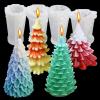 4PCS Christmas Tree Silicone Mold, 3D Candle Molds for Candle Making, Tree Shaped Silicone Epoxy Resin Mold, Ornament Mould for DIY Wax Candle Soap Art Craft Cake Chocolate Home Decor view 1