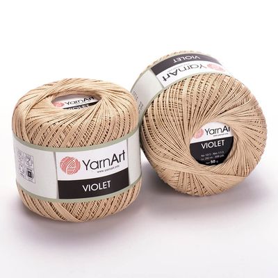 2 Skein(Ball) YarnArt Violet,100% Mercerized Cotton Yarn and Crochet Lace Hand Knitting Thread, Great Choice for Embroidery Arts & Crafts (Beige - 4660)