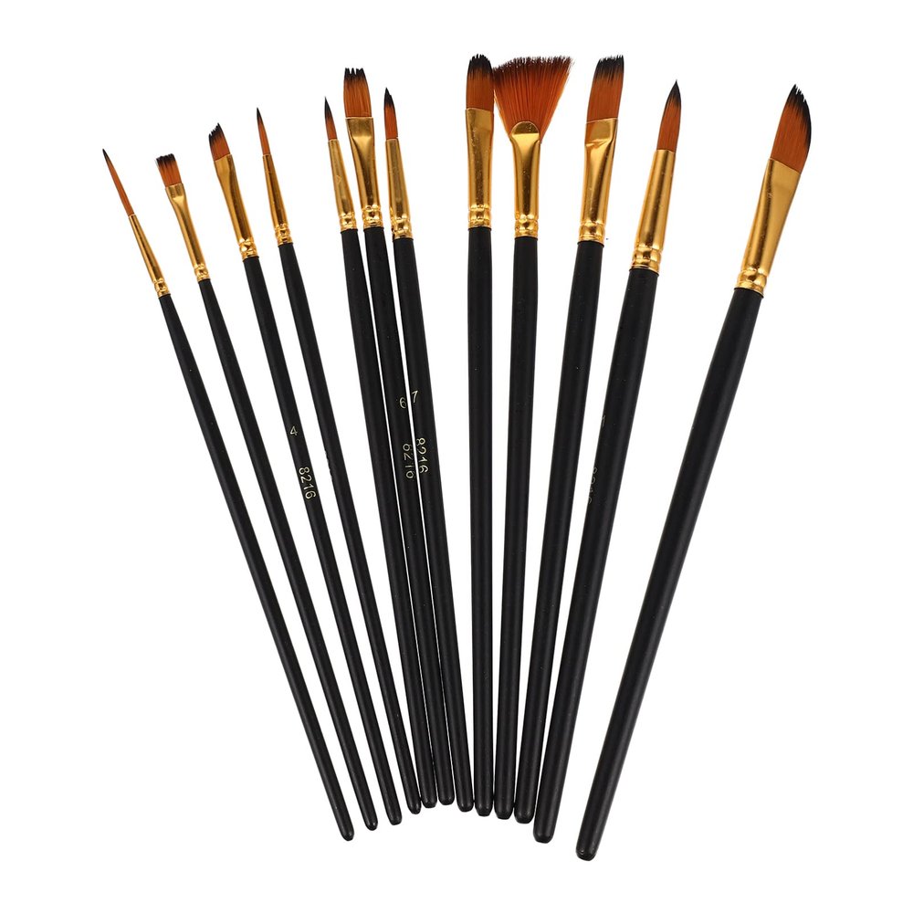 Operitacx 12pcs Hair Artist Paint Brush Watercolor Oil Painting Versatile Fine Detail Brushes Birch Handles for Beginners and Professionals