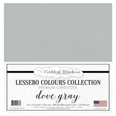 Cardstock Warehouse Lessebo Dove Gray Cardstock Paper 25 Sheets, 8.5 x 11" - 100 lb. / 270 GSM Premium Matte Light Gray Card Stock for Scrapbooking, Die-cutting, Card Making, and DIY Projects