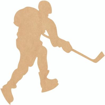 Wooden Hockey Player Swinging 7" Cutout, Paintable 1/4" MDF Craft DIY