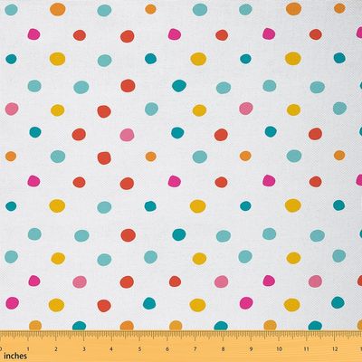Polka Dots Upholstery Fabric for Chairs, Colorful Dots Circle Geometric Outdoor Fabric by The Yard, Decorative Fabric for Upholstery and Home DIY Projects, 1 Yard, Pink Teal
