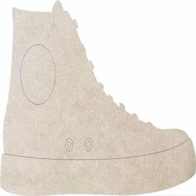 Unfinished Wooden High Top Sneaker Shoe 7" Shape, Wood 1/4" MDF Craft Cutout