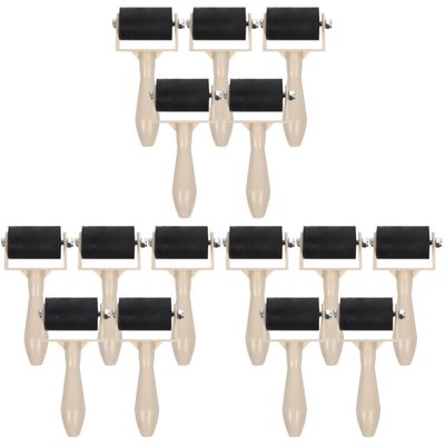 MAGICLULU 15Pcs Small Rubber Brayer Roller for Printmaking - 3.7" Mini Inking Rollers Bulk for Art Crafts, Gelli Plate, Lino Block Printing & Stamping, Professional Inking Brayers for Kids & Adults