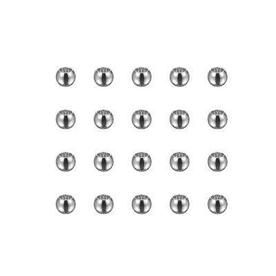 HARFINGTON 20pcs Beads 5mm Stainless Steel 3mm Hole Dia Bead for DIY Crafts, Silver Tone
