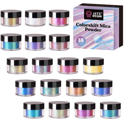 LET'S RESIN Mica Powder, 18 Jar Chameleon Mica Powder, Color Shift Powder for Epoxy Resin/Tumbler, Chrome Powder Pigment for Nails Art, Painting,Soap Making, Candle Making