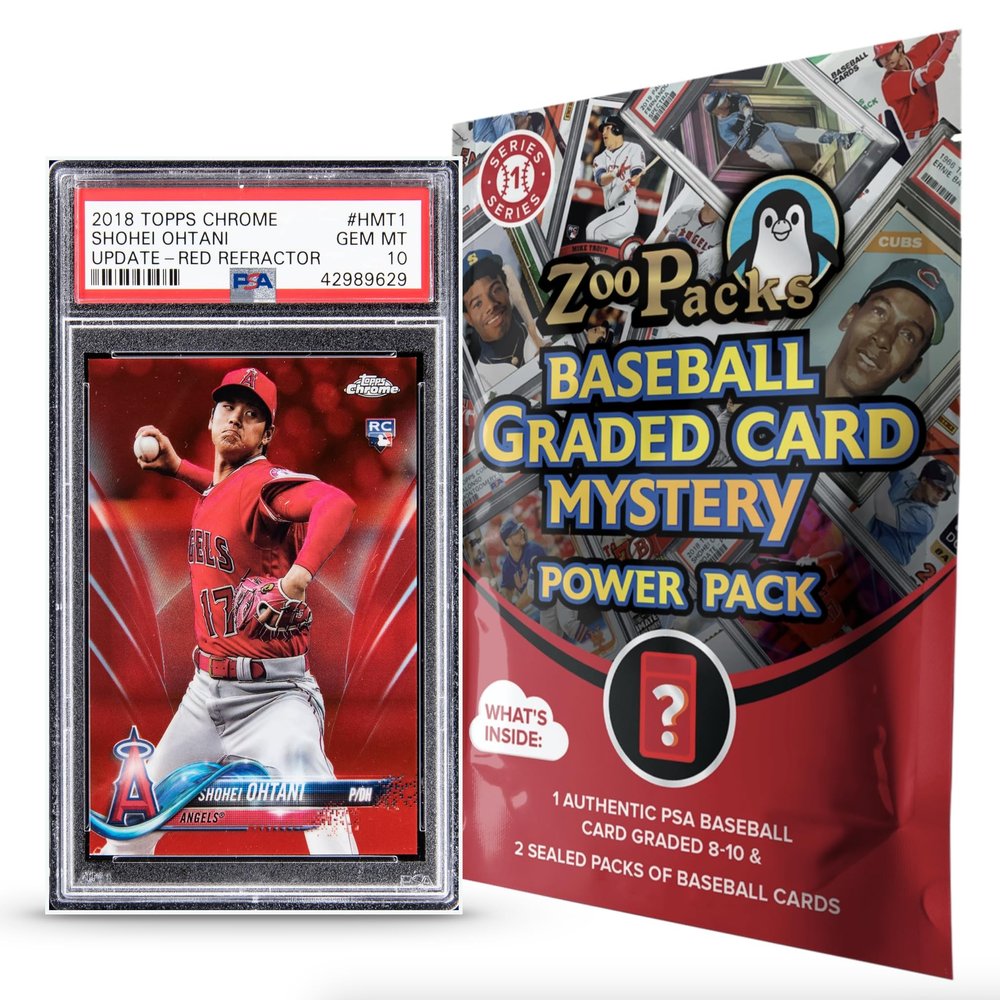 Shohei Ohtani PSA Graded Card Mystery Power Pack - 1 PSA Graded Ohtani Card and 2 Packs of Cards Per Pack - Amazon Exclusive