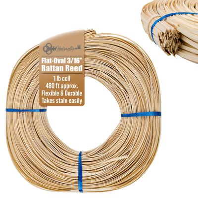 3/16" Flat Oval Reed - 1 Pound Coil - Rattan Reed for Basket Weaving, Wicker Furniture Repair and Weaving Projects - UA-316FOR