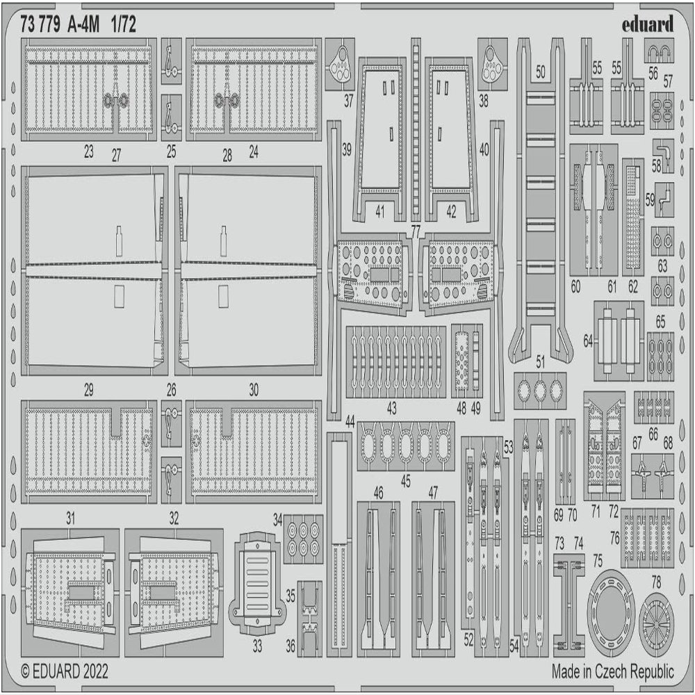 Eduard EDP73779 Photoetch 1:72-A-4M (Hobbyboss) Scale Model Accessory Set, Various