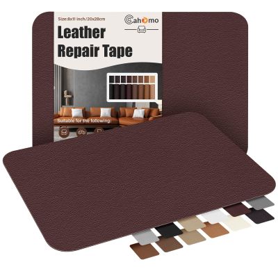 Cahomo Self-Adhesive Leather Repair Patches Tape for Couches - 8x11 inch, Vinyl & Leather Repair Kit for Furniture, Car Seats, Handbags, Jackets -Red Brown