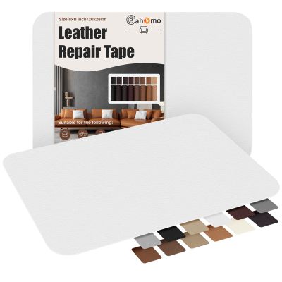 Cahomo Self-Adhesive Leather Repair Patch, 8x11 inch, White, Vinyl Tape for Furniture, Car Seats, Handbags, Jackets