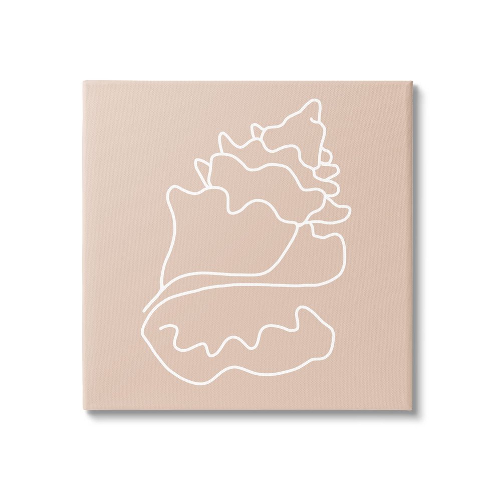 Stupell Industries Conch Shell Line Doodle Minimal Beige Beach, Design by Daphne Polselli
