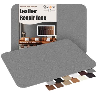 Cahomo Self-Adhesive Leather Repair Patches Tape for Couches - 8x11 inch, Vinyl & Leather Repair Kit for Furniture, Car Seats, Handbags, Jackets - Dark Grey