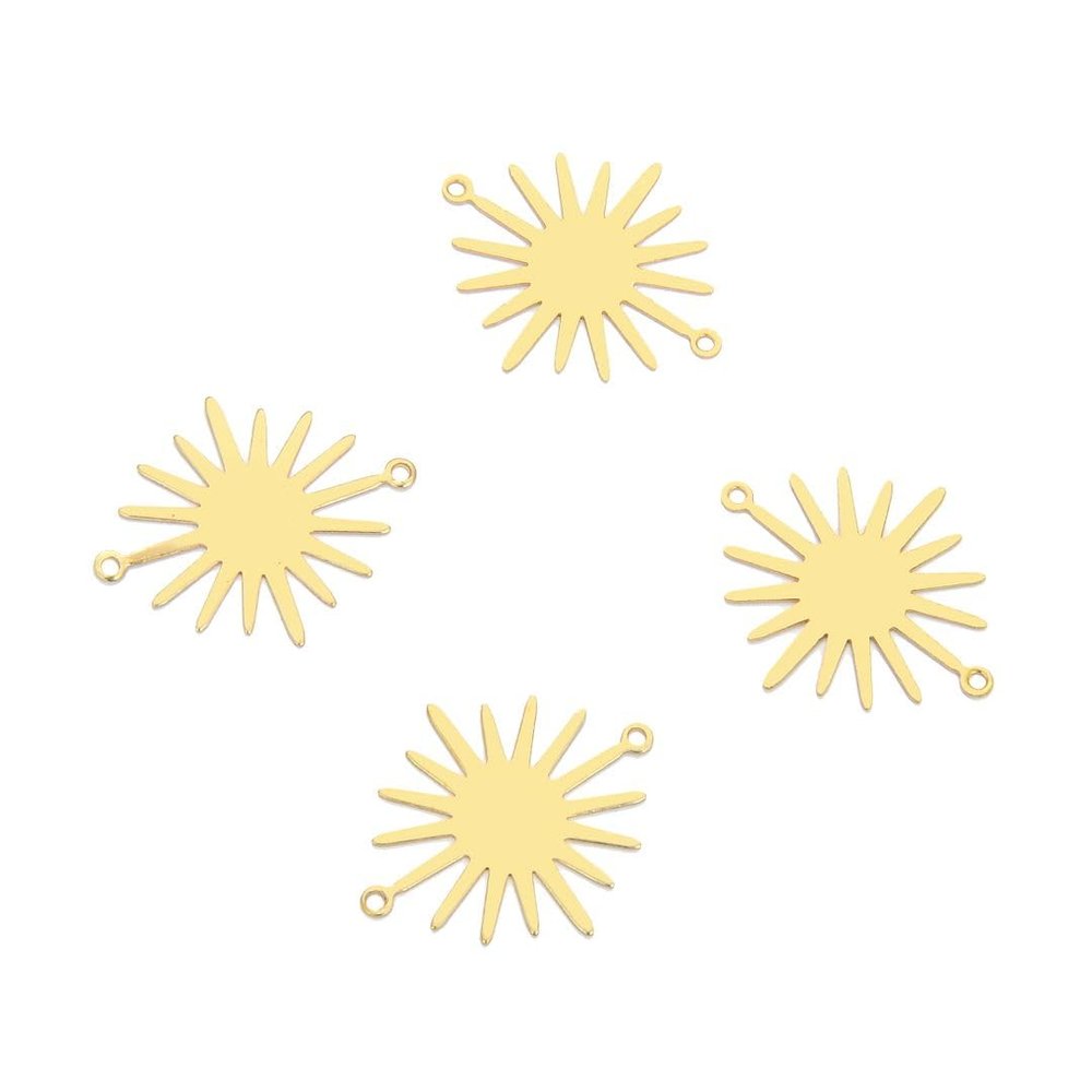 20pcs Adabele Raw Brass 26.5mm Sun Connector Link 2-Hole Earring Findings Unplated/Uncoated for DIY Craft Jewelry Making CX-C8