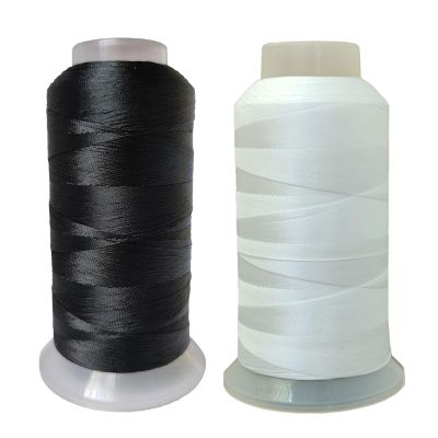 Polyester Thread Heavy Duty Bonded UV Resistant Outdoor Thread #69 T70 Size 210D/3Ply for Marine Upholstery, Leather, Sewing Crafts, 3000Yards Pack of 2 (Black White)