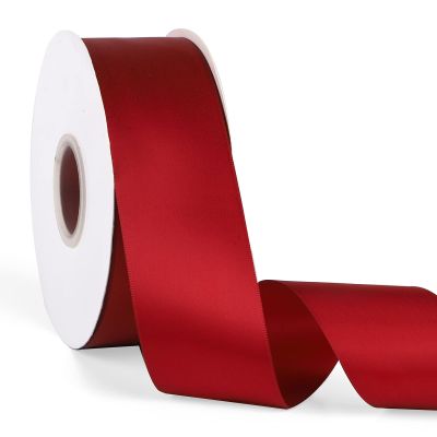Double Faced Solid Color Burgundy Satin Ribbon 2" X 50 Yards Continuous, High Density Polyester Ribbon for Gifts Wrapping, Wedding, Party, Crafts, Hair Bows, Flowers, Home DIY Decor