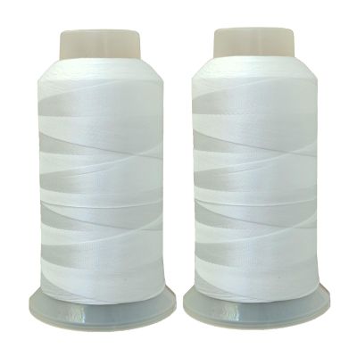 Polyester Thread Heavy Duty Bonded UV Resistant Outdoor Thread #69 T70 Size 210D/3Ply for Marine Upholstery, Leather, Sewing Crafts, 3000Yards Pack of 2 (White)