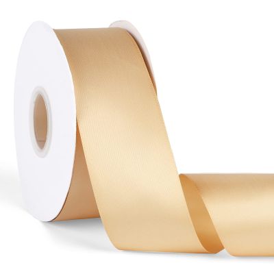 Double Faced Solid Color Gold Satin Ribbon 2" X 50 Yards Continuous, High Density Polyester Ribbon for Gifts Wrapping, Wedding, Party, Crafts, Hair Bows, Flowers, Home DIY Decor