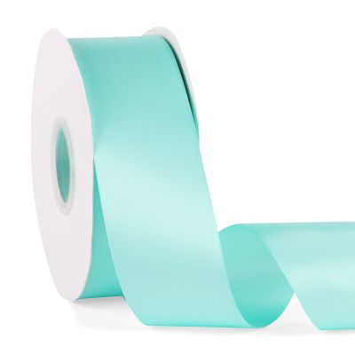 Double Faced Solid Color Aqua Satin Ribbon 2" X 50 Yards Continuous, High Density Polyester Ribbon for Gifts Wrapping, Wedding, Party, Crafts, Hair Bows, Flowers, Home DIY Decor