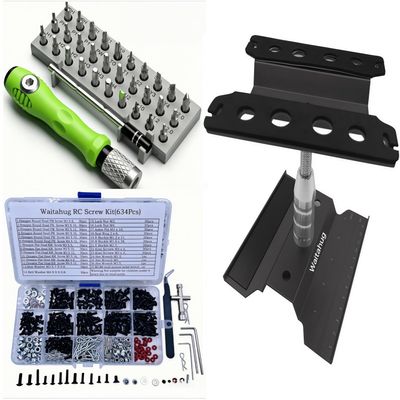 Waitahug RC car Tool kit,634 Pcs RC Screw Kit,360 Degree Rotation Liftable Repair Workbench,32-in-1 Screwdriver-for 1/16 1/12 1/10 1/8 All Kinds of Remote Control Trucks, Cars, Trains, Planes, etc