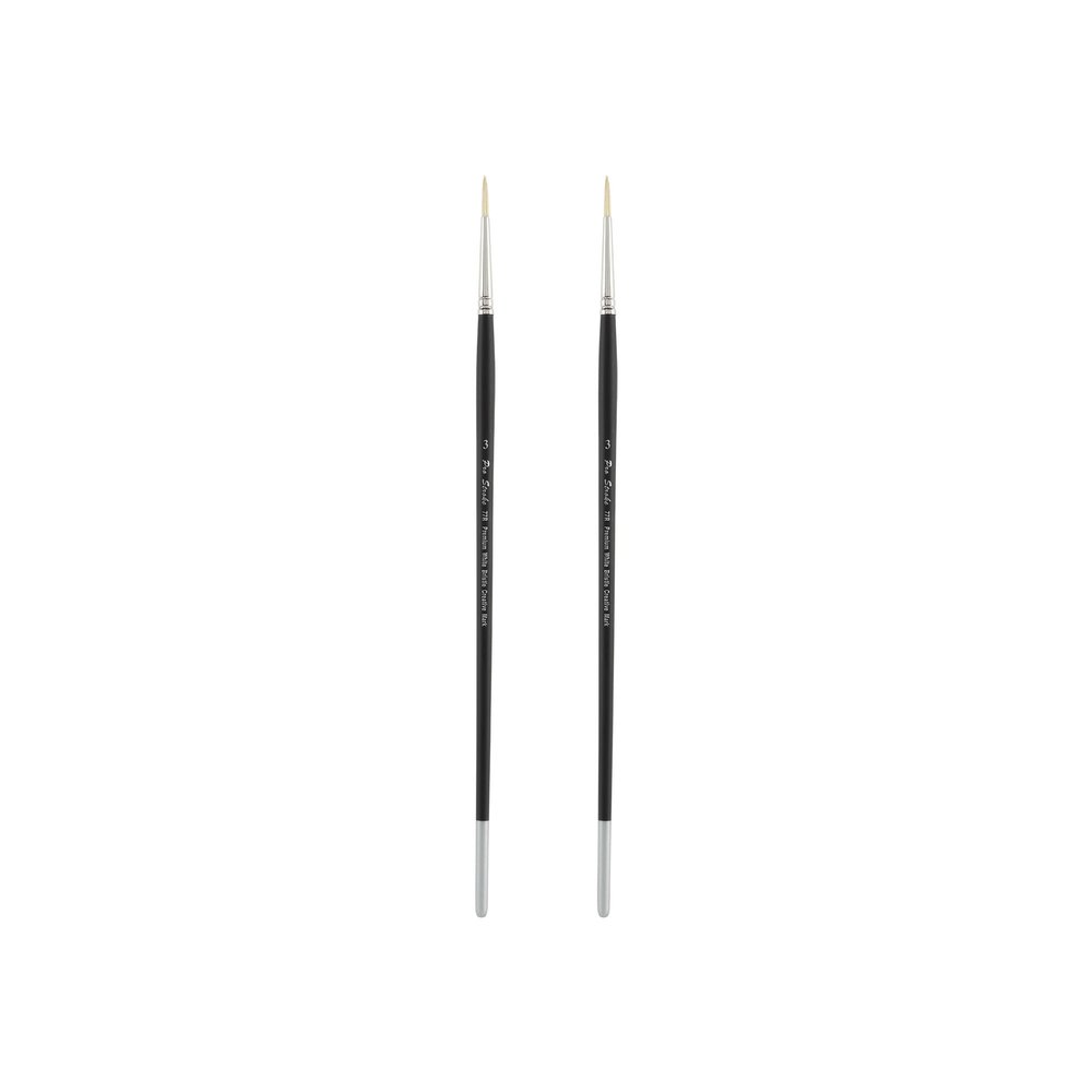 Creative Mark Pro Stroke Premium White Chungking Hog Bristle Artist Paint Brush - Round # 3-2 Pack - Natural Bristle Brush w/Great Control Suitable for Oils, Watercolors, Acrylics, Alkyds, Caseins