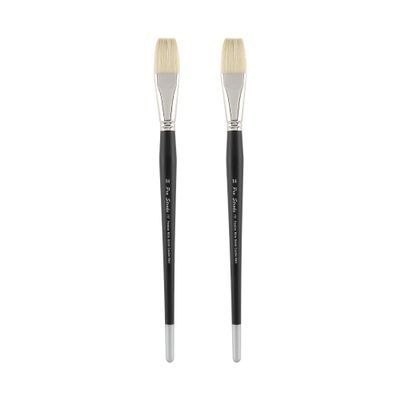 Creative Mark Pro Stroke Premium White Chungking Hog Bristle Artist Paint Brush - Flat # 14-2 Pack - Natural Bristle Brush w/Great Control Suitable for Oils, Watercolors, Acrylics, Alkyds, Caseins
