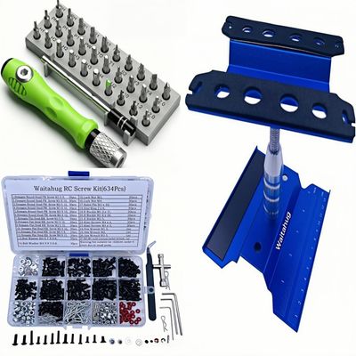Waitahug RC car Tool kit,634 Pcs RC Screw Kit,360 Degree Rotation Liftable Repair Workbench,32-in-1 Screwdriver-for 1/16 1/12 1/10 1/8 All Kinds of Remote Control Trucks, Cars, Trains, Planes, etc