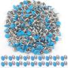9mm Sky Blue Tubular Double Cap Rivets - Metal Button Round Rivet,Rivet Studs for Purse Bags Handbags Shoes Belts Leather Craft Repair (Sky Blue 50pcs) view 1